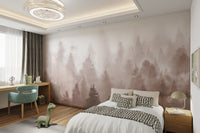 Forest-inspired brown watercolor pine tree wallpaper