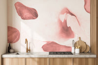 Modern blush mural featuring artistic brushstroke details.