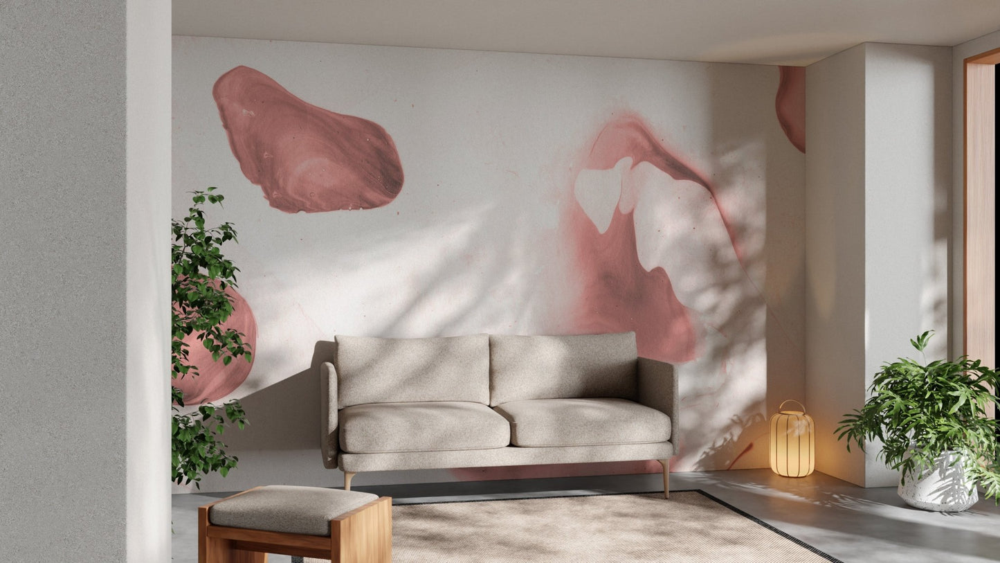 Artistic blush brushstroke mural for sophisticated spaces.