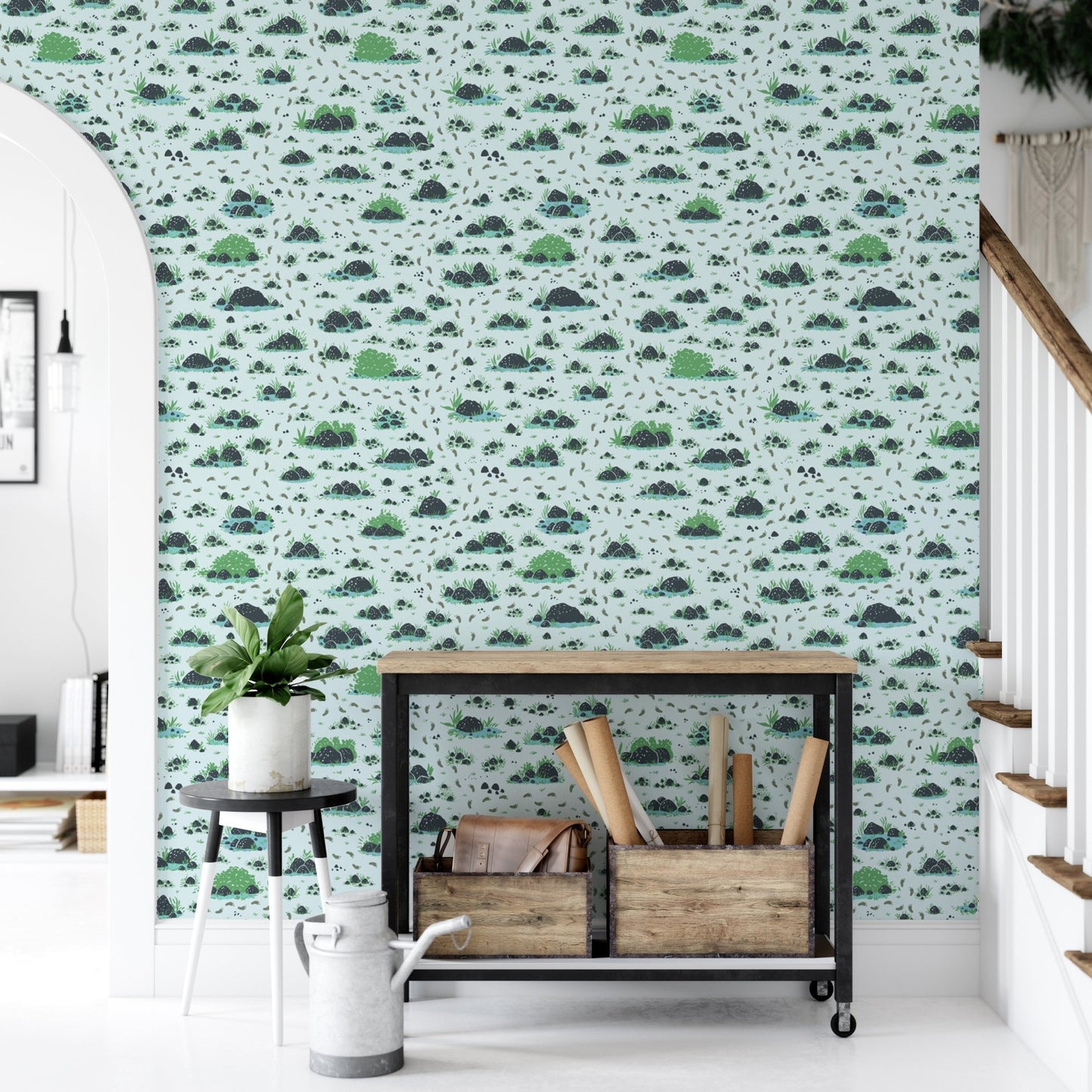 Bushes and Footprints Wallpaper - Wallanza