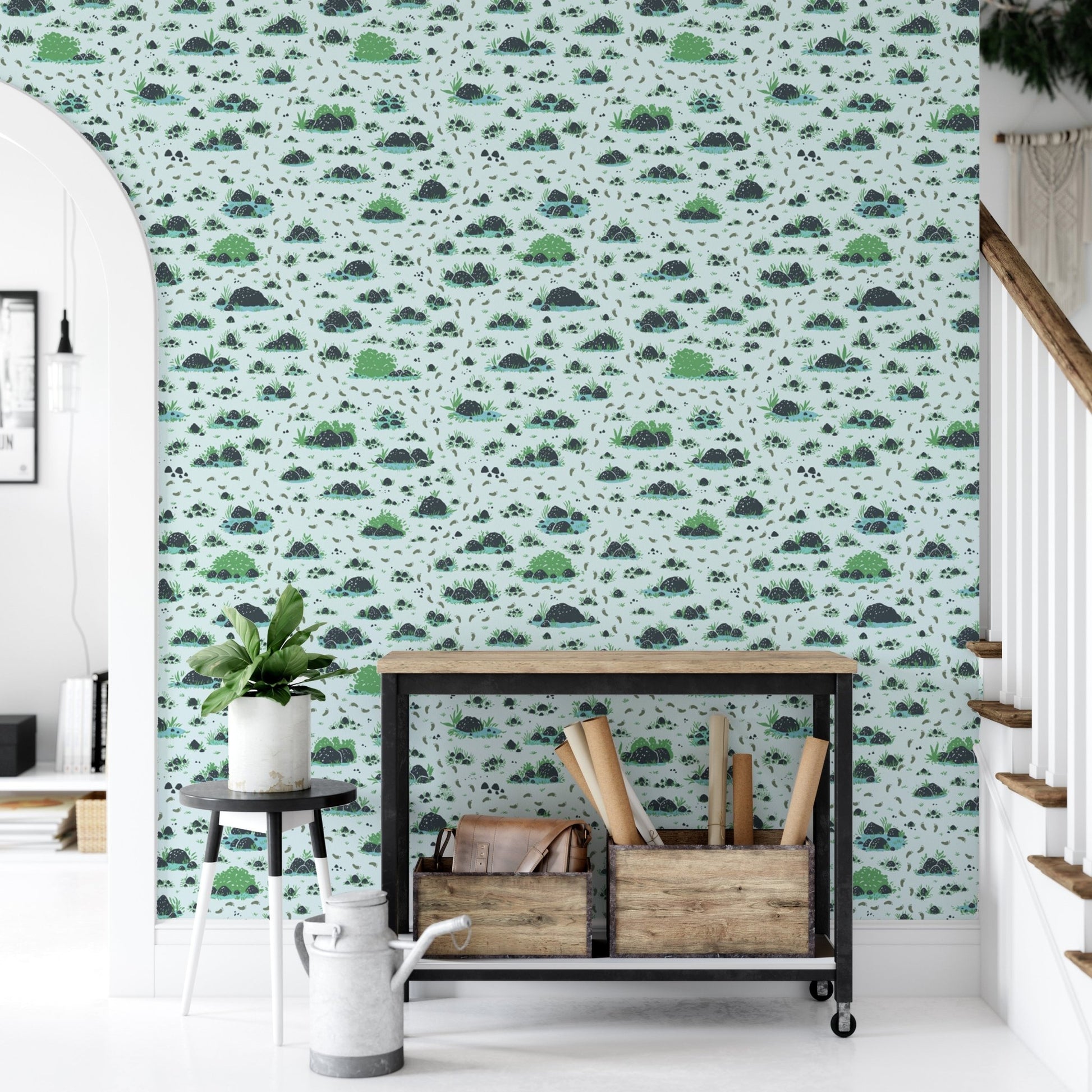 Bushes and Footprints Wallpaper - Wallanza