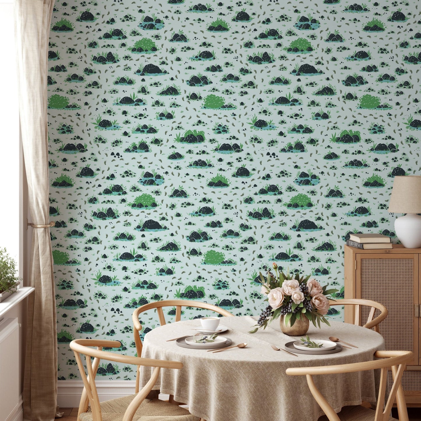 Bushes and Footprints Wallpaper - Wallanza