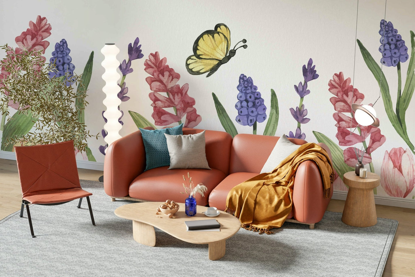 Contemporary botanical wall mural with vivid natural details.