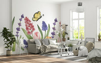 Minimalist botanical wall mural for a clean aesthetic.