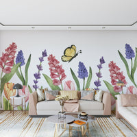 Soft toned butterfly bloom wallpaper with watercolor textures.