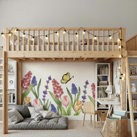 Whimsical butterfly bloom wallpaper for a serene environment.