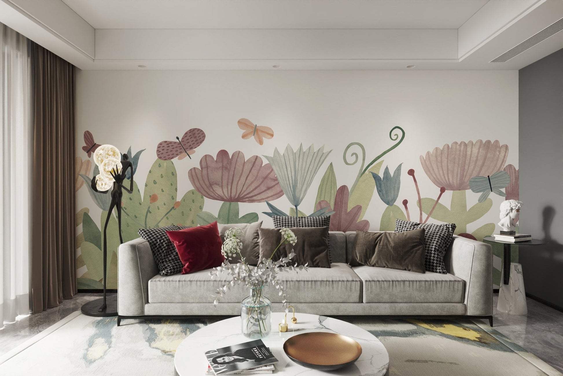 Butterfly Garden Wallpaper Mural - Wallanza