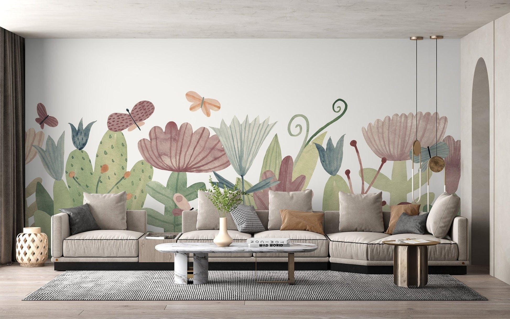 Butterfly Garden Wallpaper Mural - Wallanza