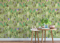 Butterfly Meadow Green Wallpaper - Wallanza