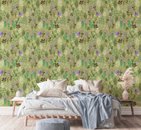 Butterfly Meadow Green Wallpaper - Wallanza