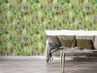Butterfly Meadow Green Wallpaper - Wallanza
