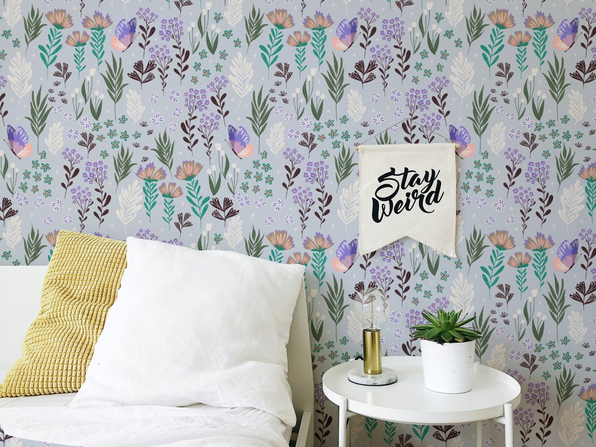 Butterfly Meadow Purple Wallpaper - Wallanza