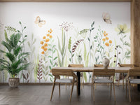 Butterfly Oasis Watercolor Meadow Floral Art Murals - Wallanza