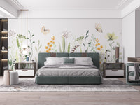 Butterfly Oasis Watercolor Meadow Floral Art Murals - Wallanza