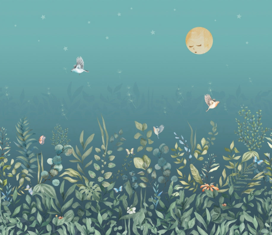 Moonlit Botanical Garden Wall Mural