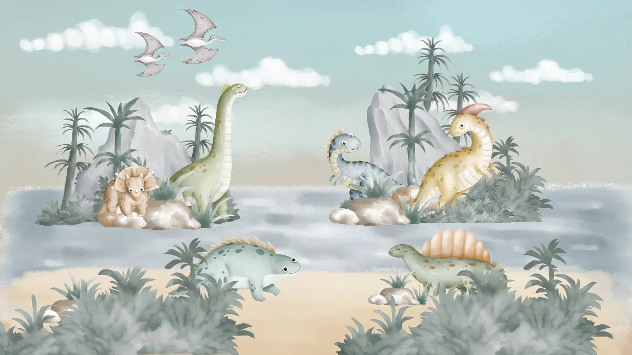 Kids Dinosaur Hills Wall Mural