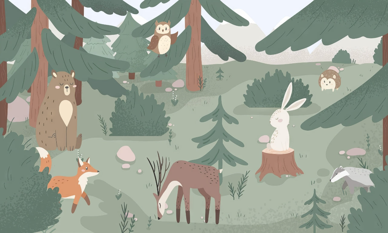 Forest Animal Kids Wallpaper Mural