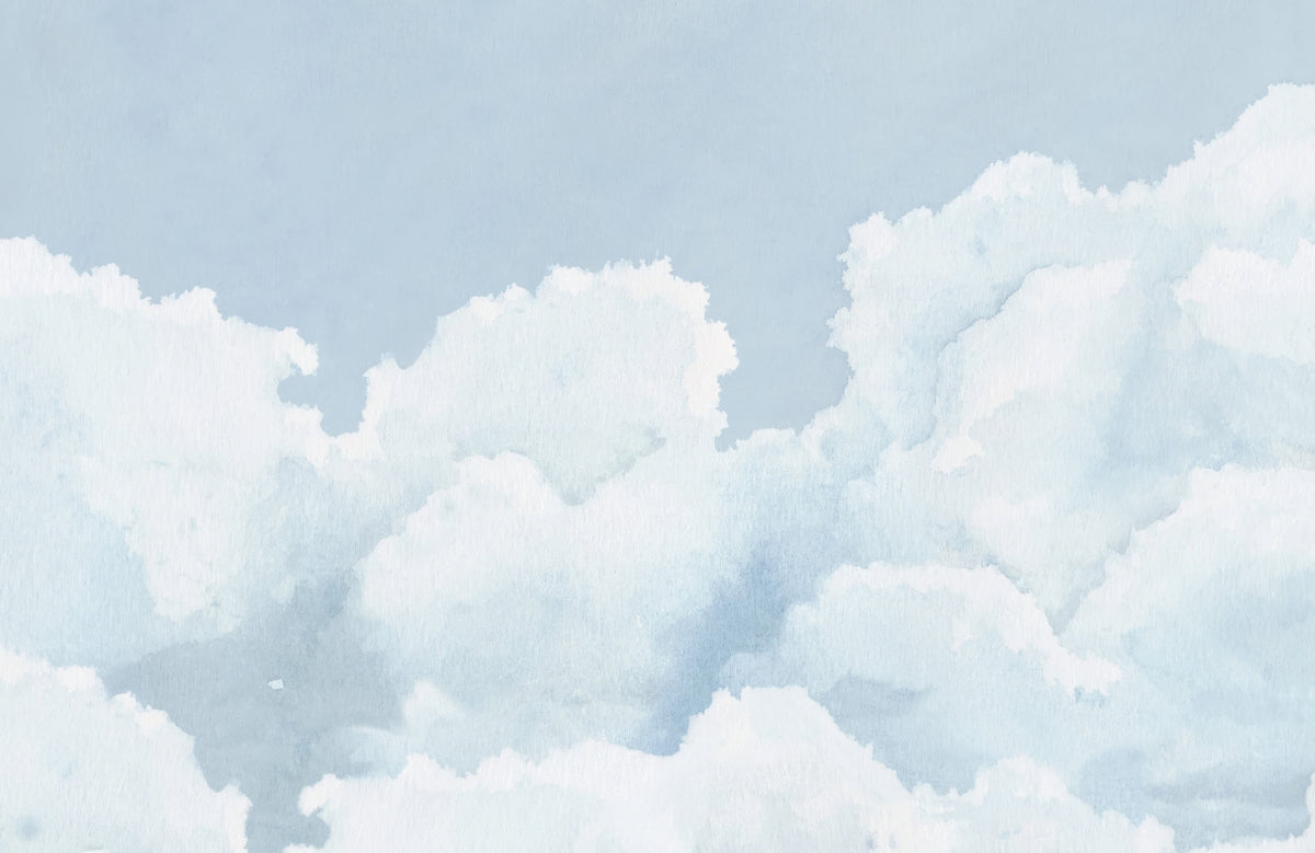 Light Blue Cloudy Sky Wallpaper in your room — zoomed