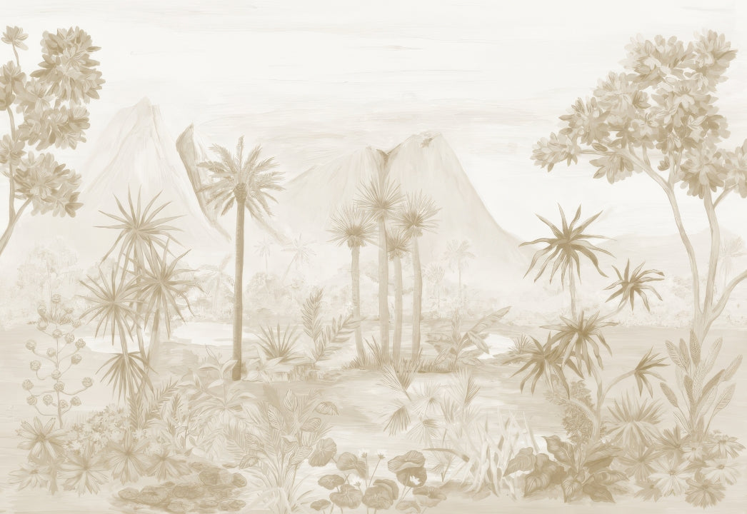 Sepia Jungle Wallpaper Mural