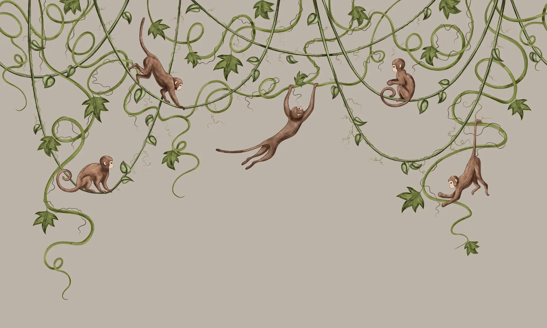 Joyful Monkey Nursery Wallpaper