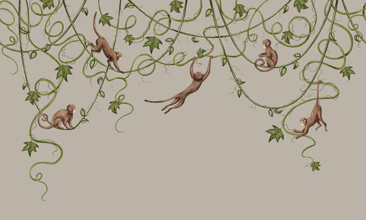 Joyful Monkey Nursery Wallpaper