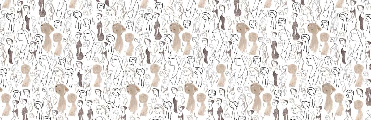Artistic Faces Wallpaper Mural in your room — zoomed