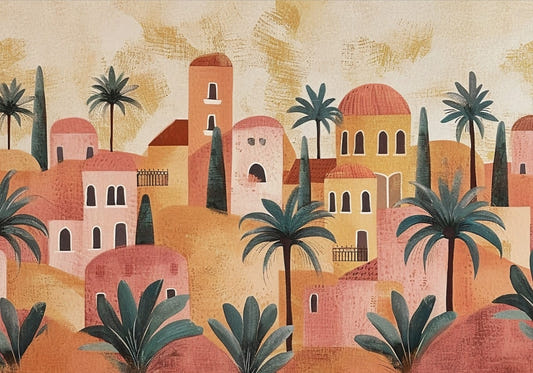 Desert Oasis Village Wall Mural