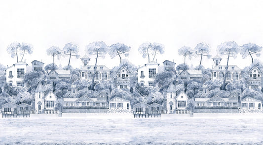 Watercolor Coastal Village Wallpaper