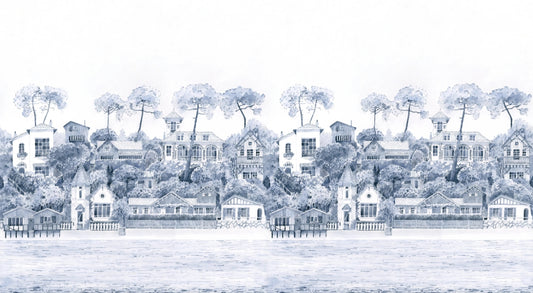 Watercolor Coastal Village Wallpaper
