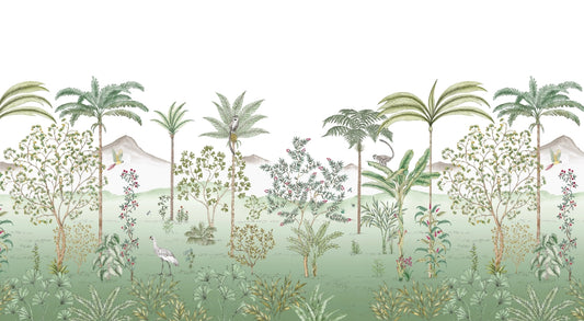 Green Tropical Chinoiserie Wallpaper
