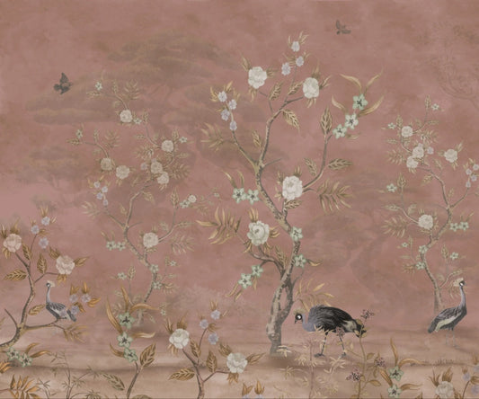 Brown Chinoiserie Wall Mural
