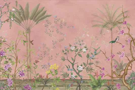 Pink Tropical Chinoiserie Wallpaper