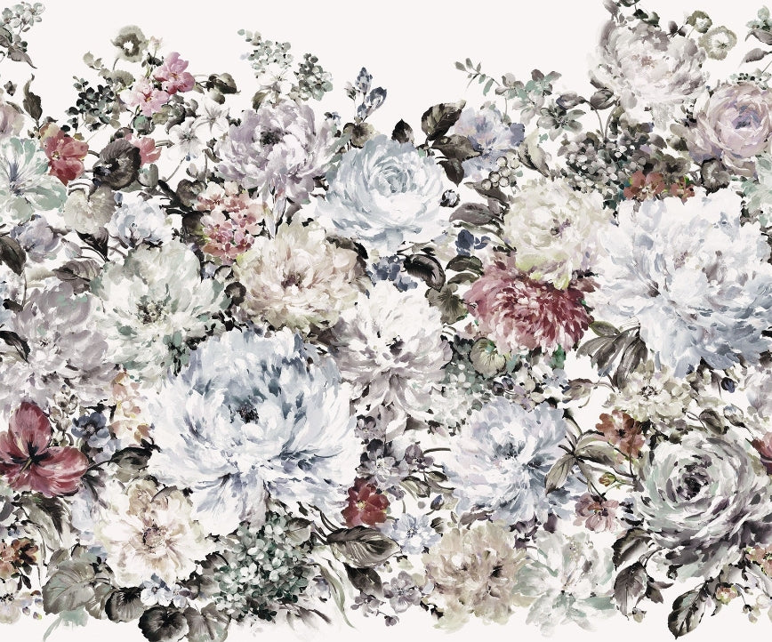 Watercolor Peony Wallpaper Mural in your room — zoomed