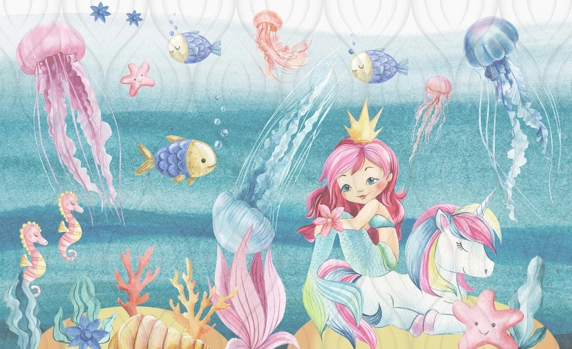 Magical Mermaid Kingdom Wall Mural in your room — zoomed