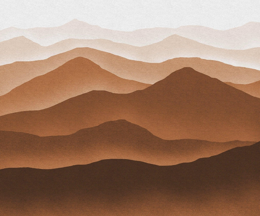 Watercolor Brown Mountains Wallpaper