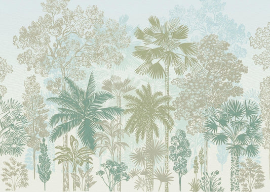 Soft Botanical Jungle Wallpaper Mural