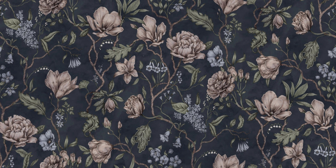 Dark Blue Chinoiserie Wall Mural in your room