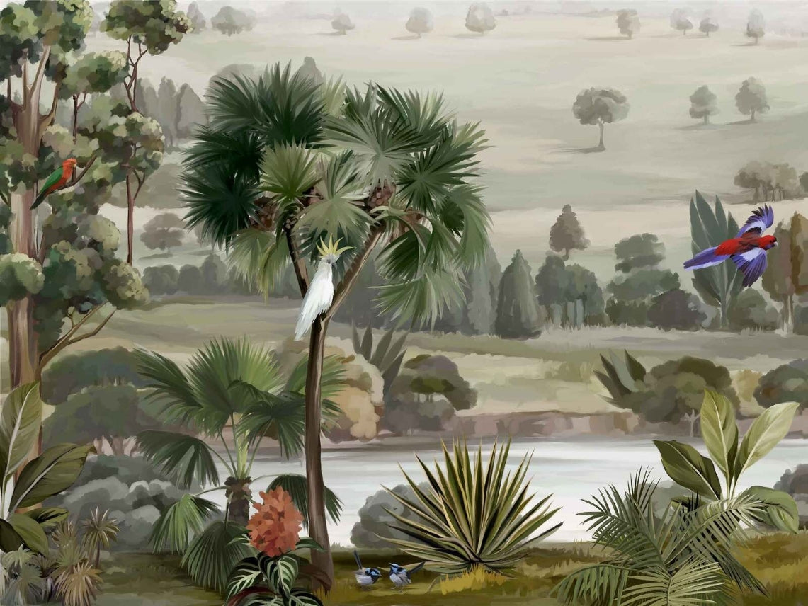 Tropical Birds Jungle Wall Mural