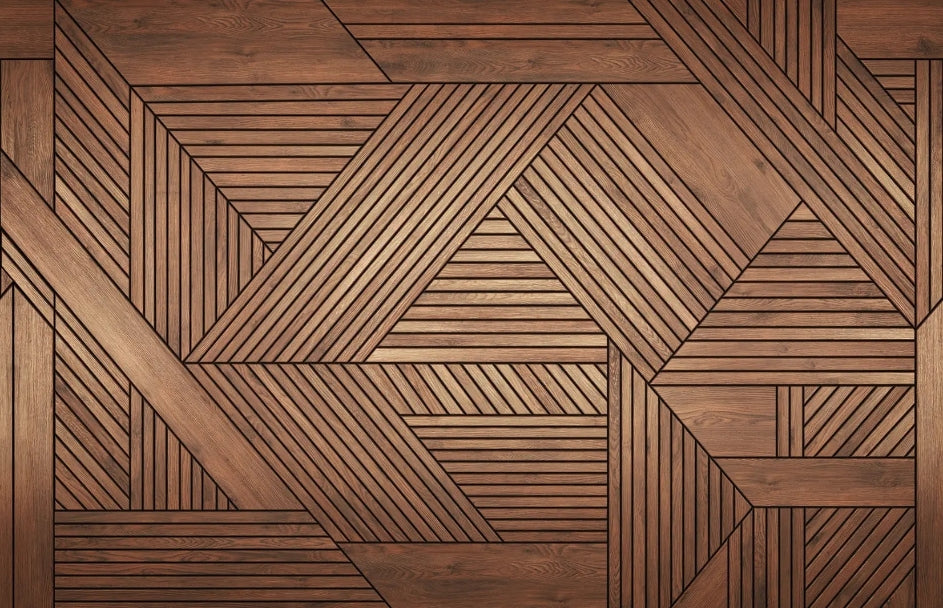 Geometric Pattern Wooden Wall Mural in your room