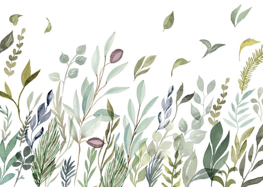 Watercolor Leaves Wall Mural