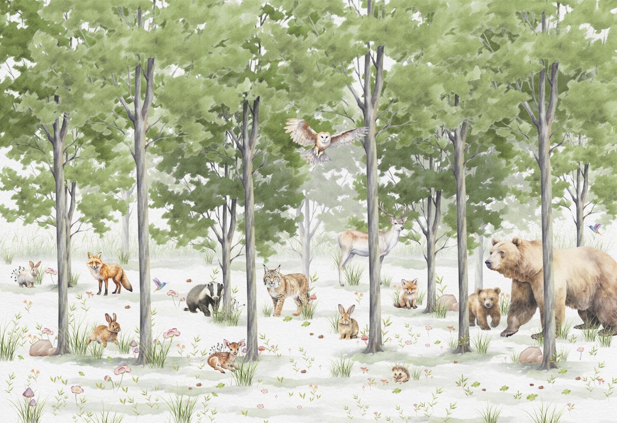 Peaceful Forest Wildlife Wall Mural