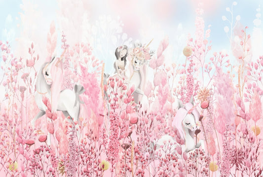 Pink Blossom Unicorn Wallpaper Mural