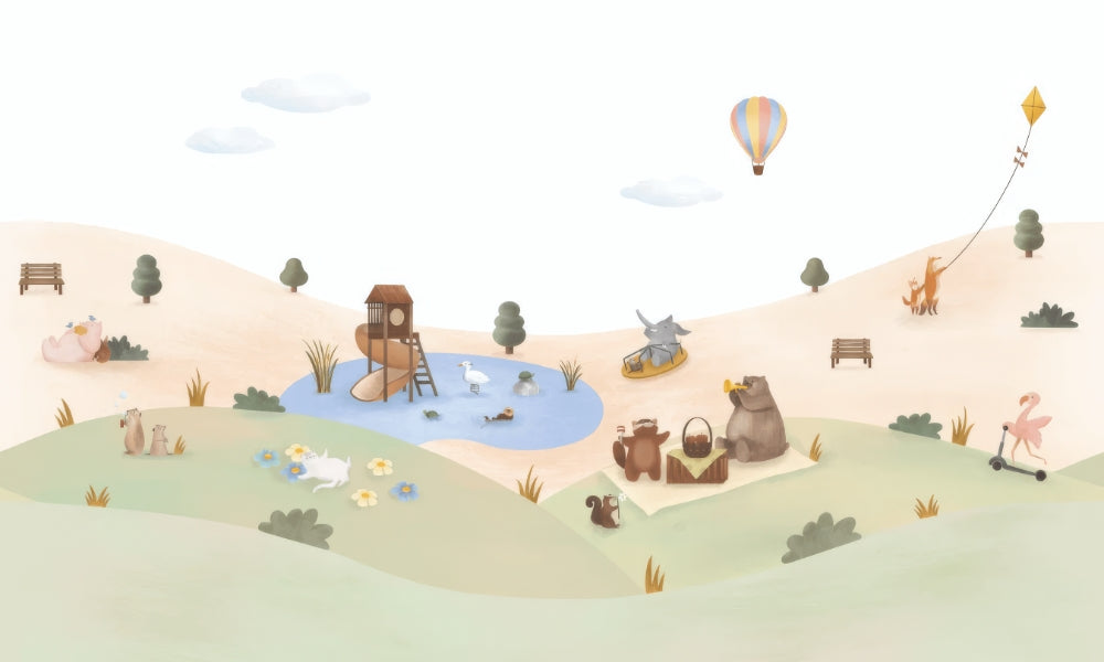 Playful Animals Garden Wall Mural