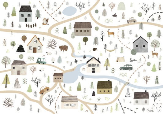 Scenic Road Houses Wall Mural