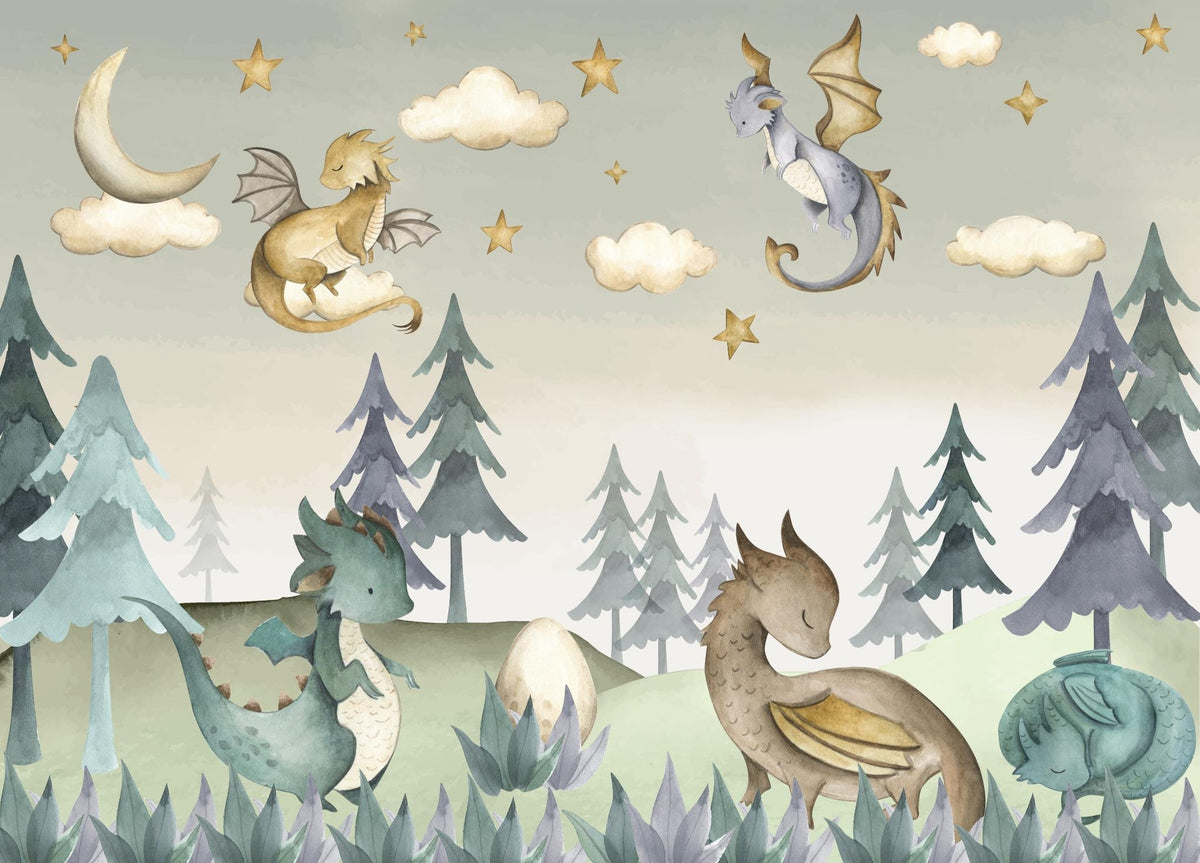Magical Dragon Grove Wall Mural in your room