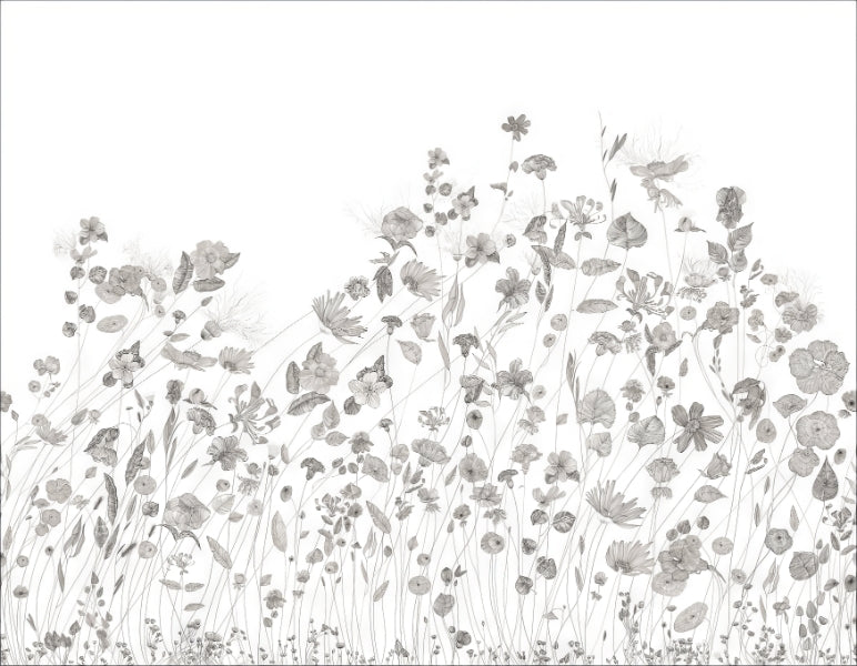 Delicate Wildflower Wallpaper Mural in your room — zoomed