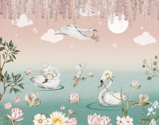 Swan Lake Fantasy Wallpaper Mural