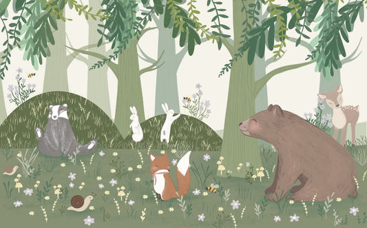 Starlit Bear Family Wall Mural