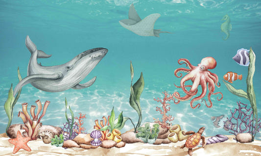 Whale and Friends Wallpaper Mural