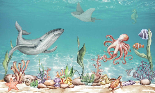 Whale and Friends Wallpaper Mural